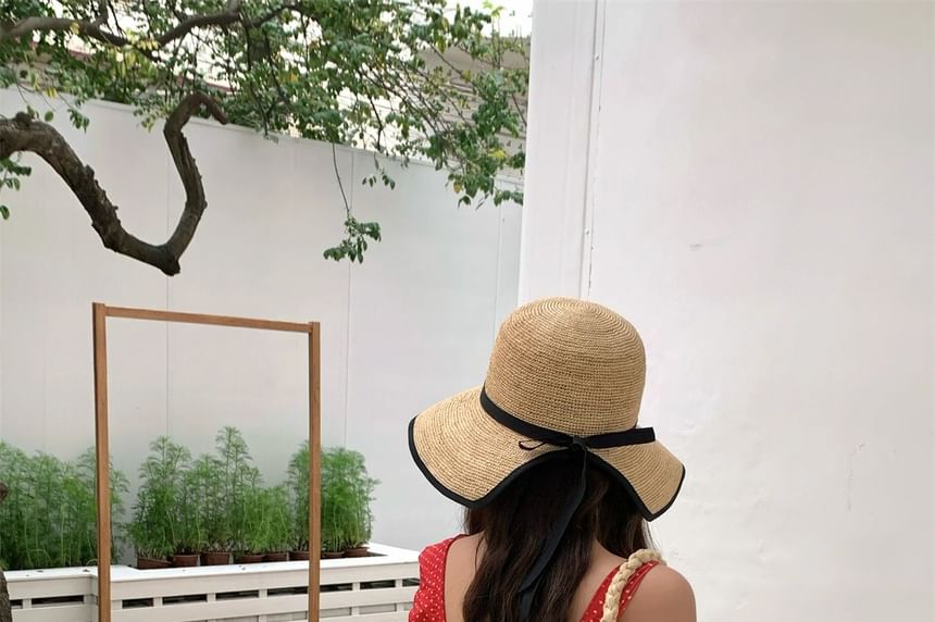 Two Tone Cloche Straw Hat