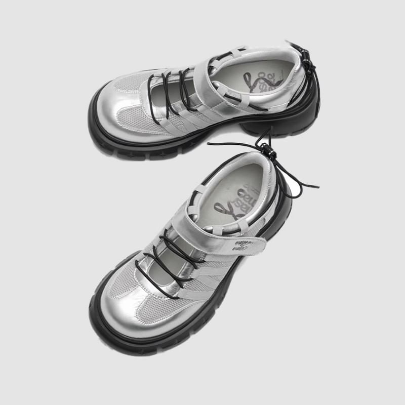 Heel Lace-Up Chunky Platform Shoes