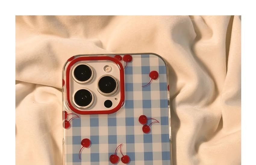 Cherry Print iPhone Case / Beaded Strap / Set
