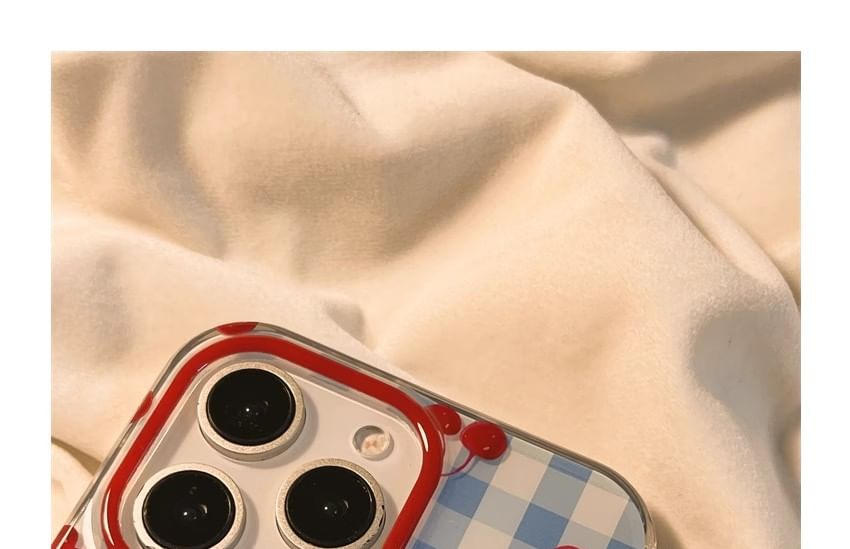 Cherry Print iPhone Case / Beaded Strap / Set