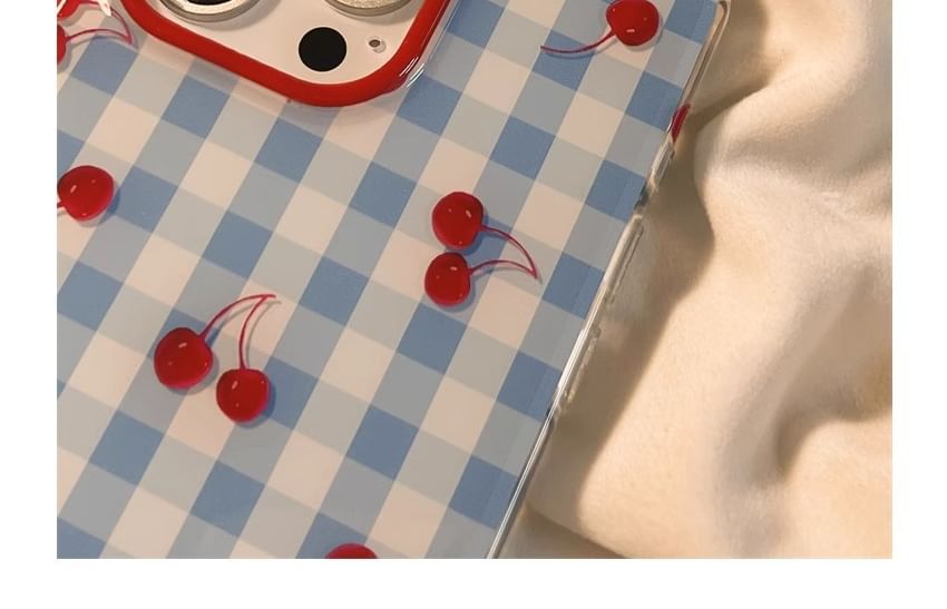 Cherry Print iPhone Case / Beaded Strap / Set