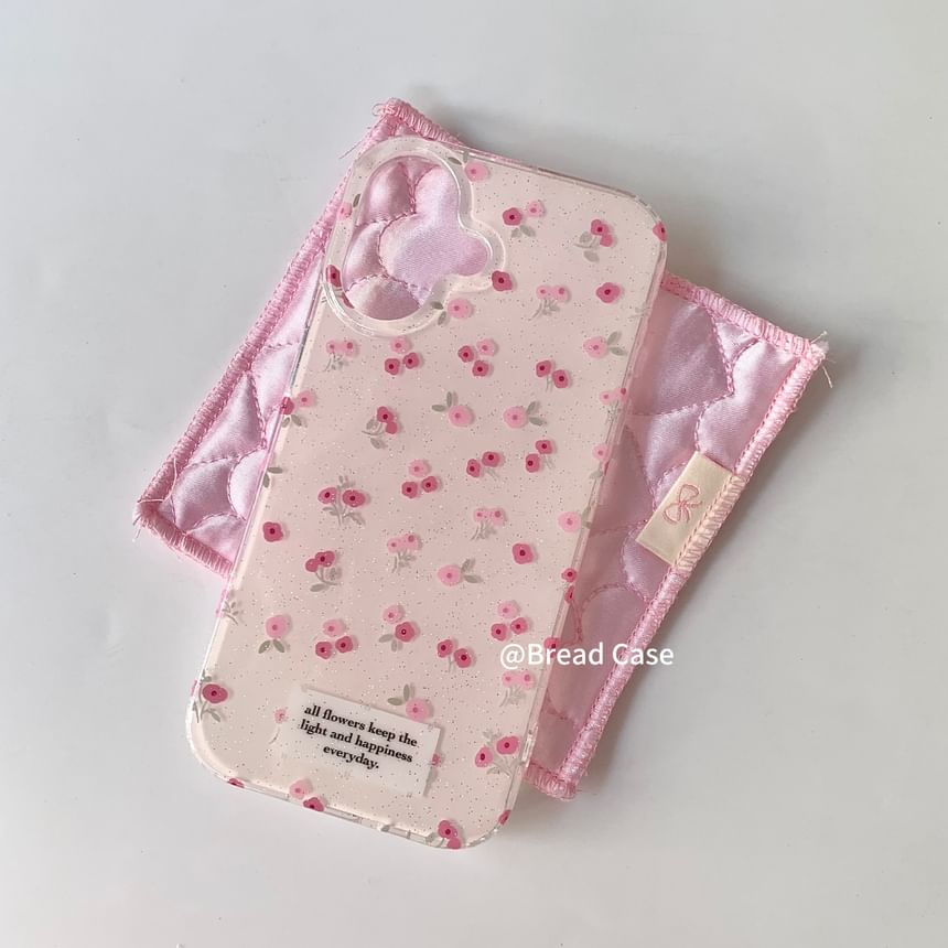 Floral Print Strap Case / Beaded Set iPhone