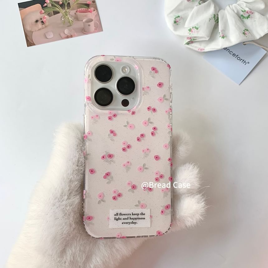 Floral Print Strap Case / Beaded Set iPhone