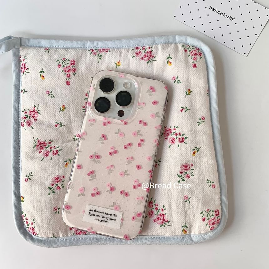 Floral Print Strap Case / Beaded Set iPhone