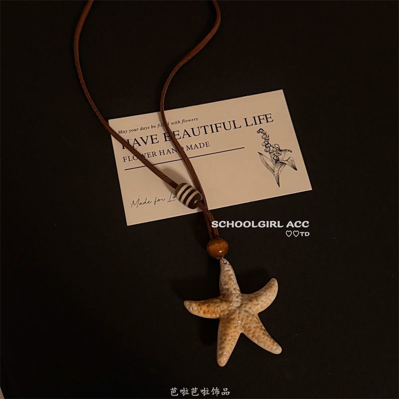 Starfish Cord Bead Necklace Pendant