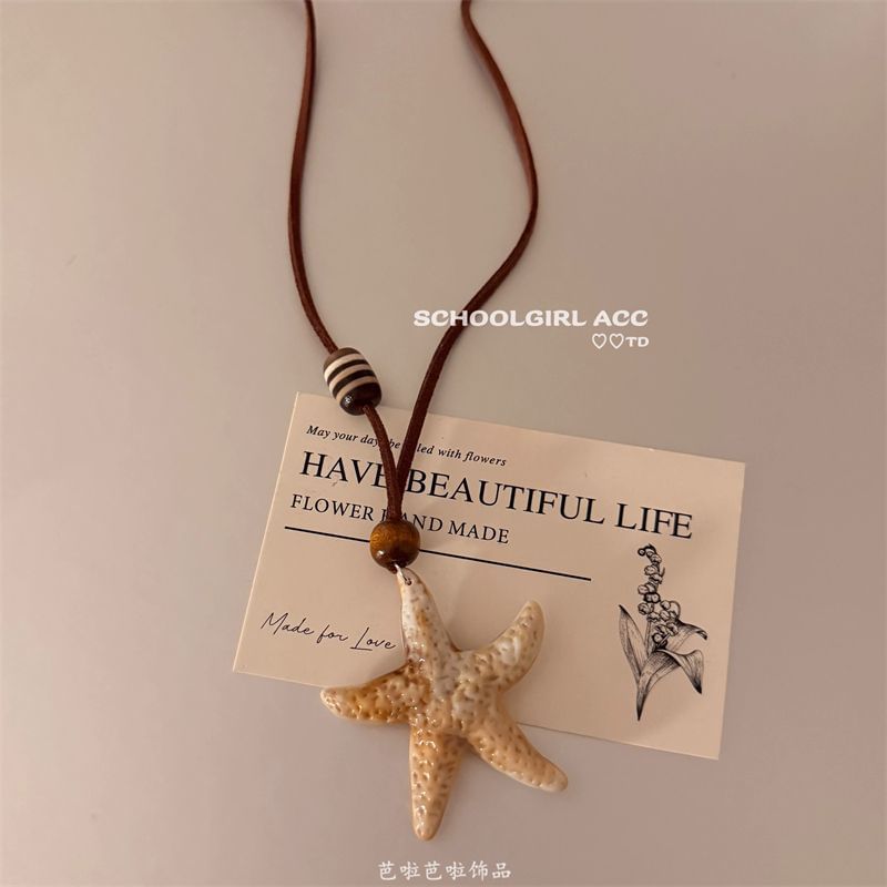 Starfish Cord Bead Necklace Pendant