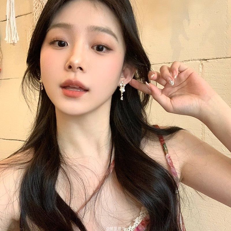 Earring Drop Rhinestone Alloy Floral