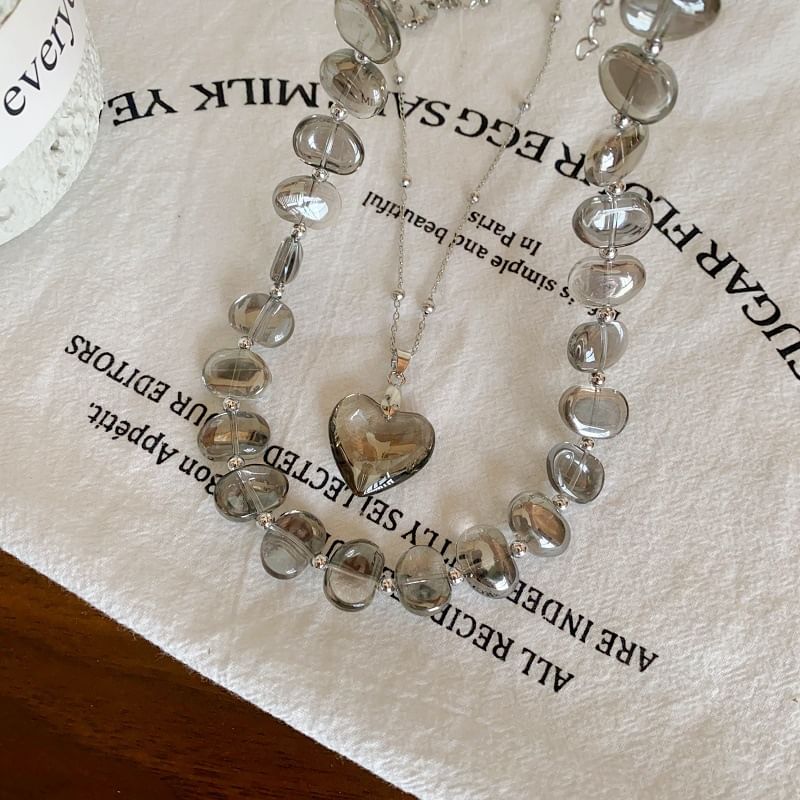 Faux Choker Station Heart Pendant Crystal