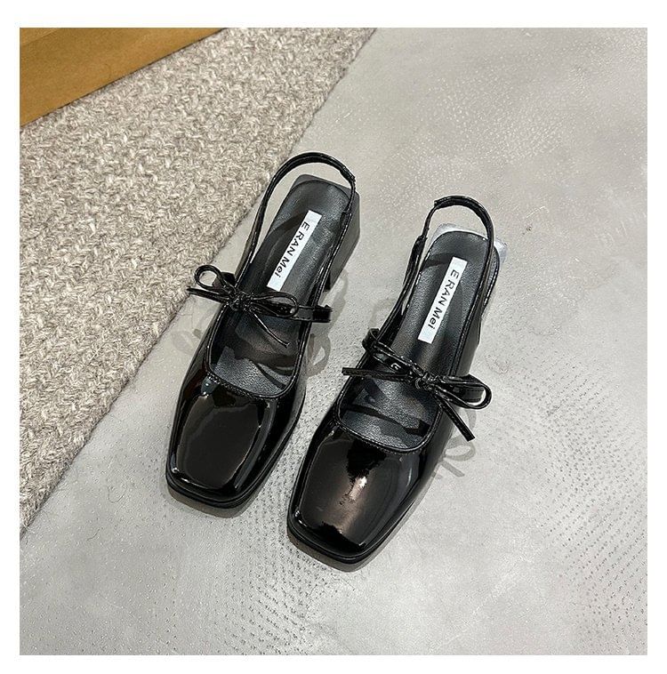 Toe Square Mary Pumps Jane Slingback Bow