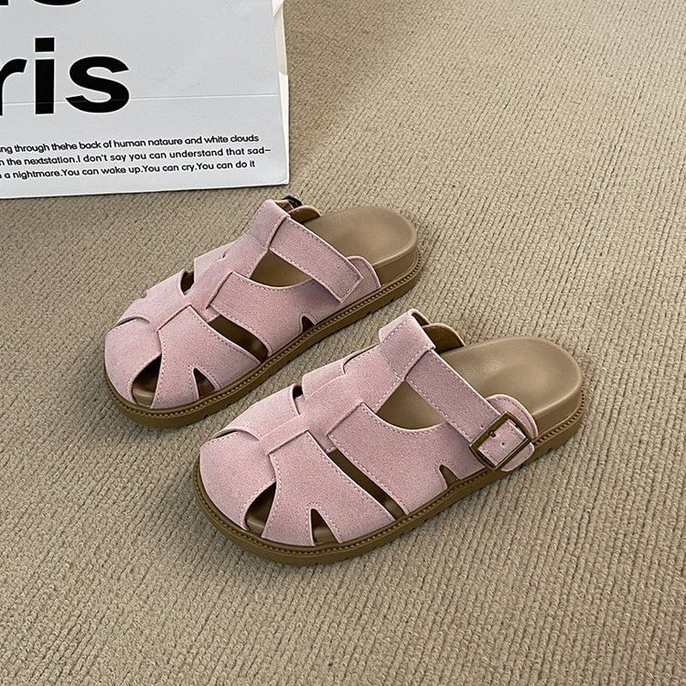 Platform Faux Suede Mules Woven