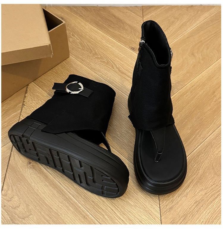 Buckled Boots Platform Thong