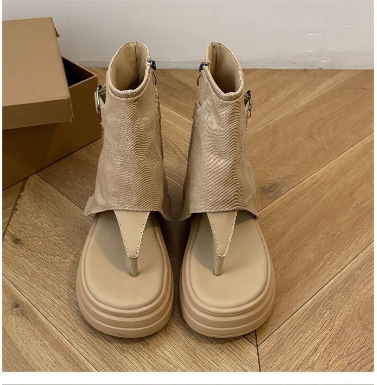 Buckled Boots Platform Thong
