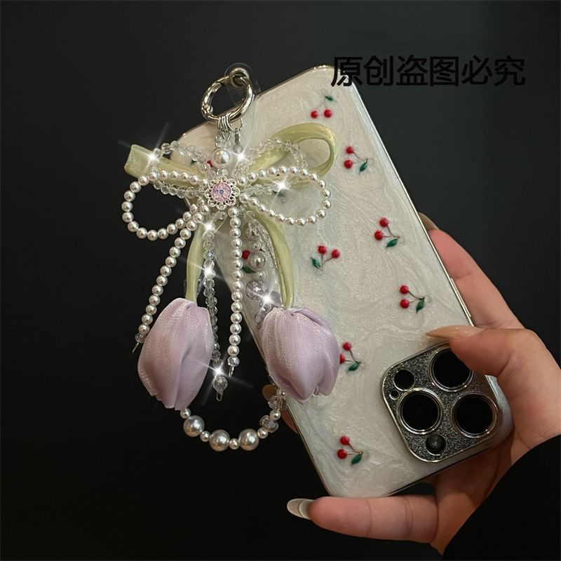 Faux with Pad Lanyard Pearl Phone