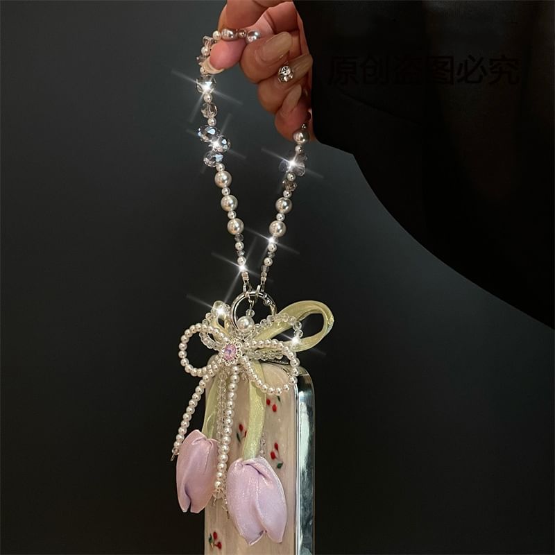 Faux with Pad Lanyard Pearl Phone