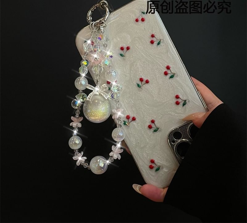 with Lanyard Pearl Faux Phone Pad