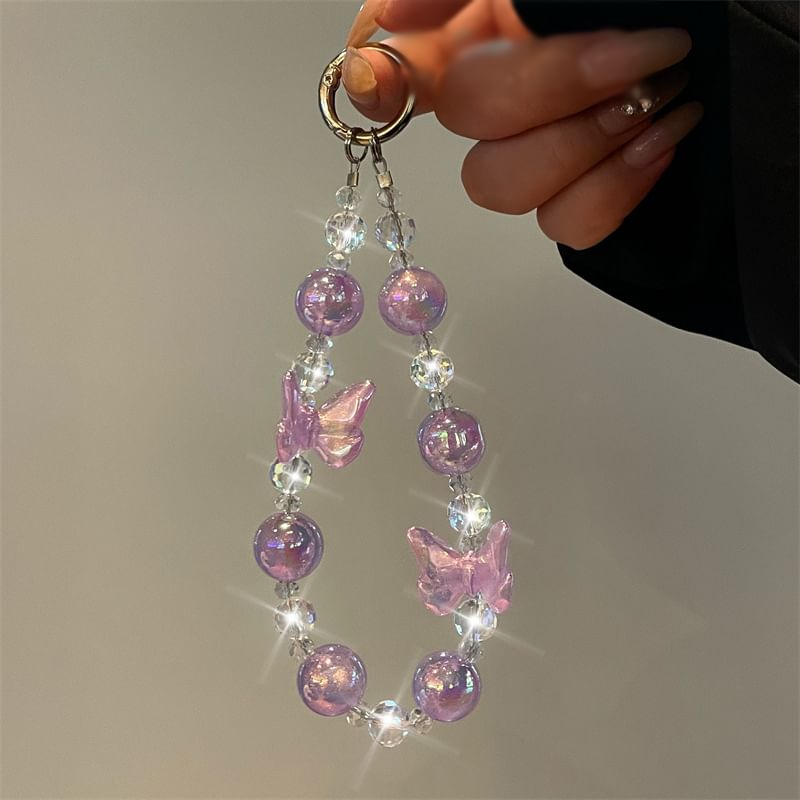Butterfly Phone Lanyard Beaded