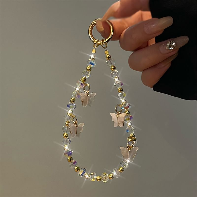 Butterfly Phone Beaded Lanyard
