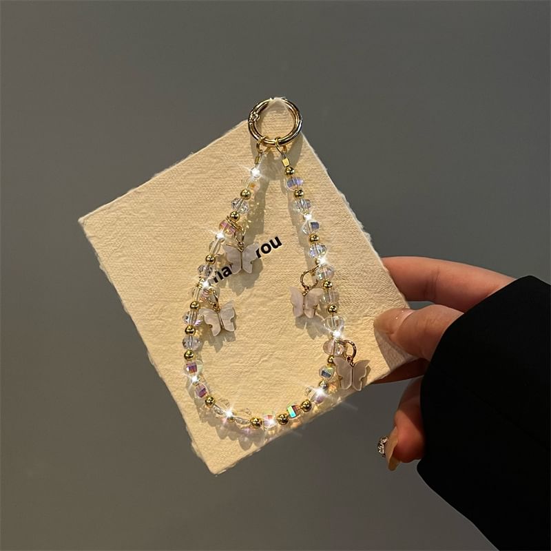 Butterfly Phone Beaded Lanyard