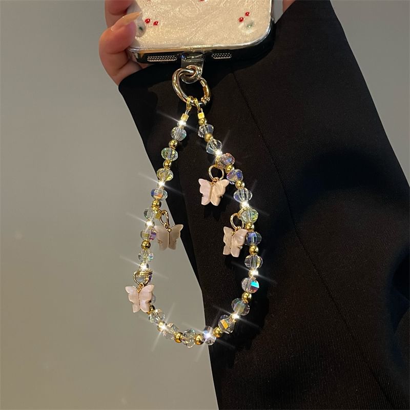 Butterfly Phone Beaded Lanyard
