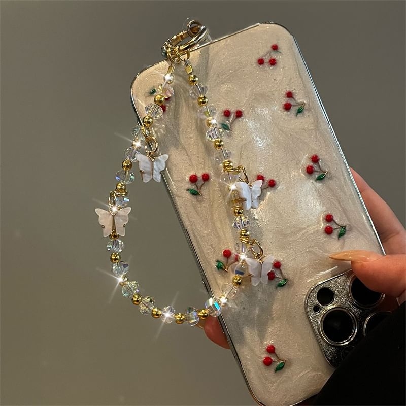 Butterfly Phone Beaded Lanyard