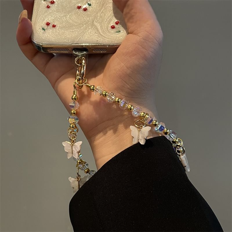 Butterfly Phone Beaded Lanyard