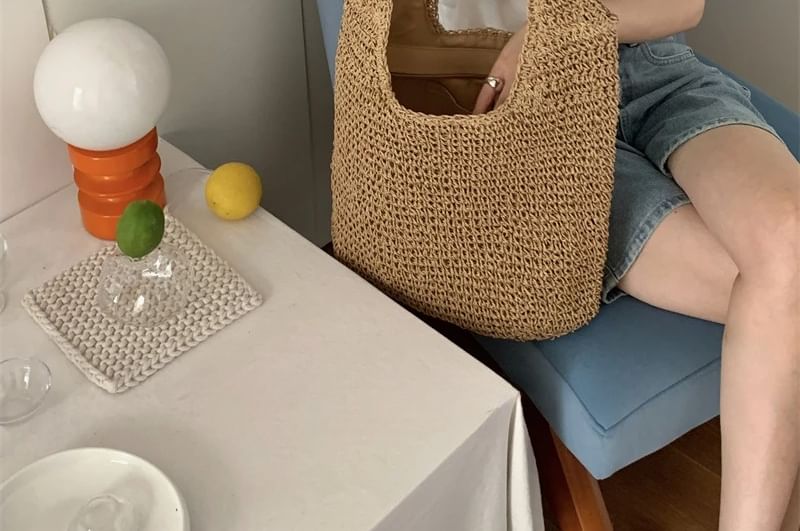 Plain Tote Bag Straw