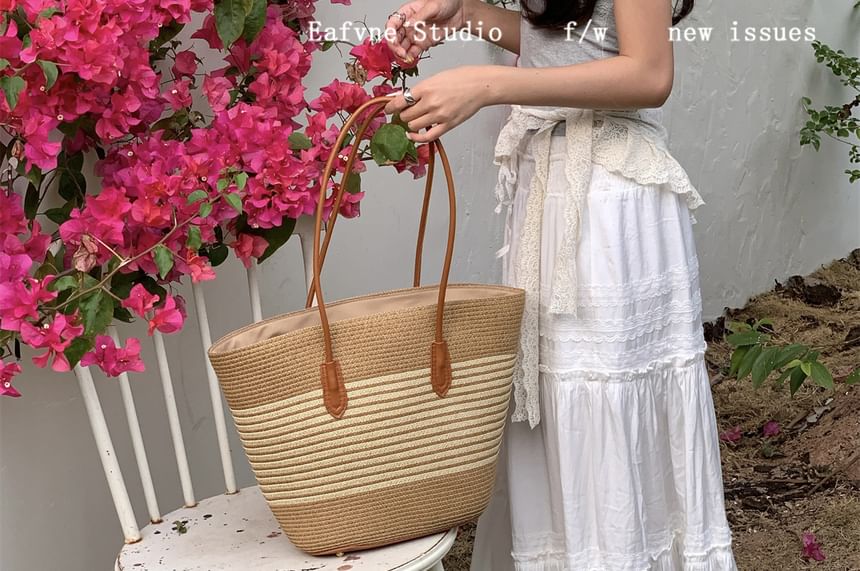 Tote Bag Straw Striped