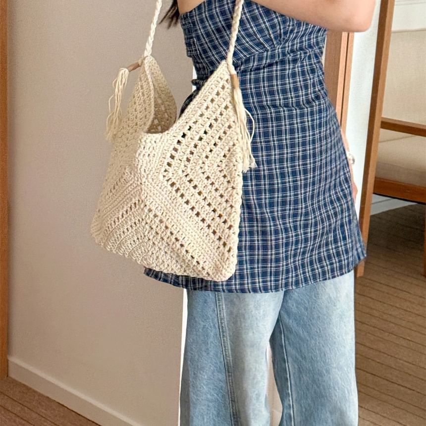 Tote Crochet Tassel Knit Bag