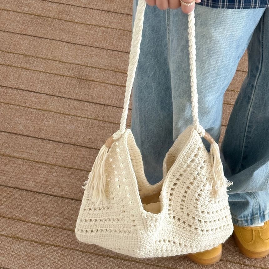 Tote Crochet Tassel Knit Bag
