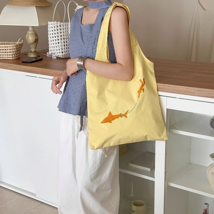 Embroidered Tote Nylon Bag