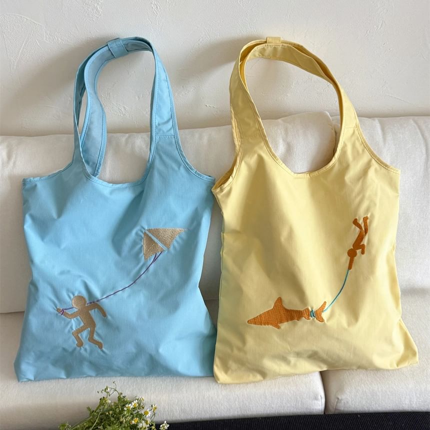 Embroidered Tote Nylon Bag