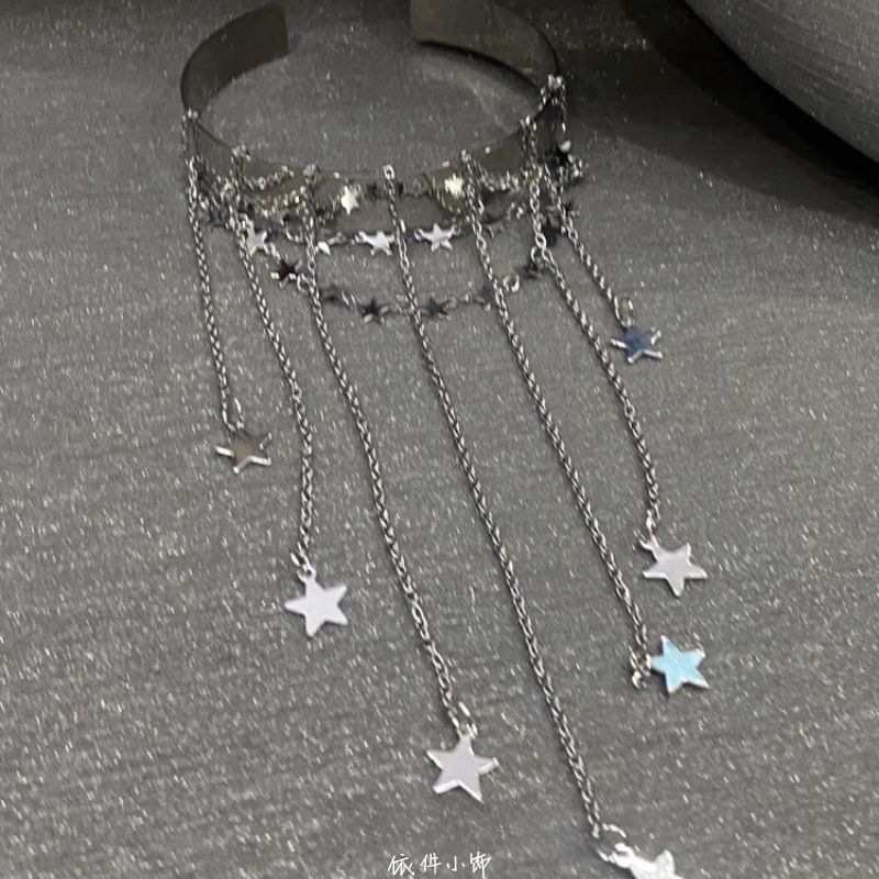 Fringed Chain Bangle Open Star