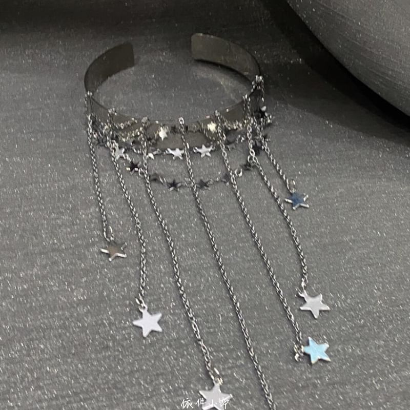 Fringed Chain Bangle Open Star