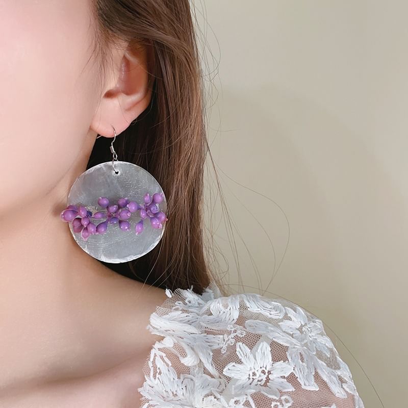 Statement Flower Earring Asymmetrical Drop Disc
