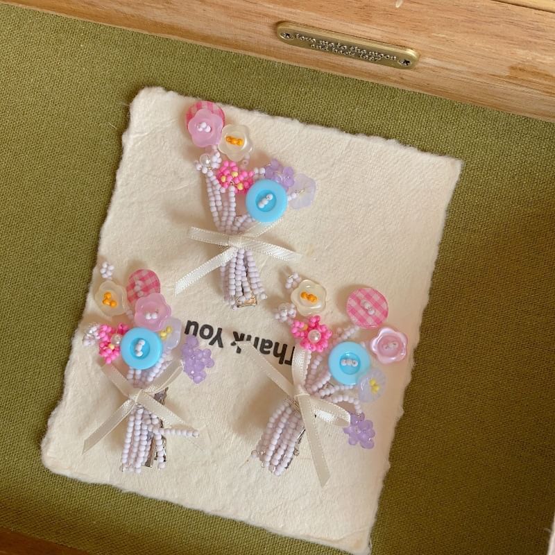 Clip Flower Bow Hair Bead