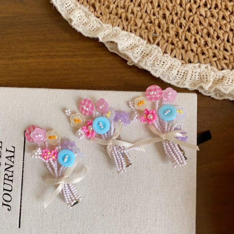 Clip Flower Bow Hair Bead
