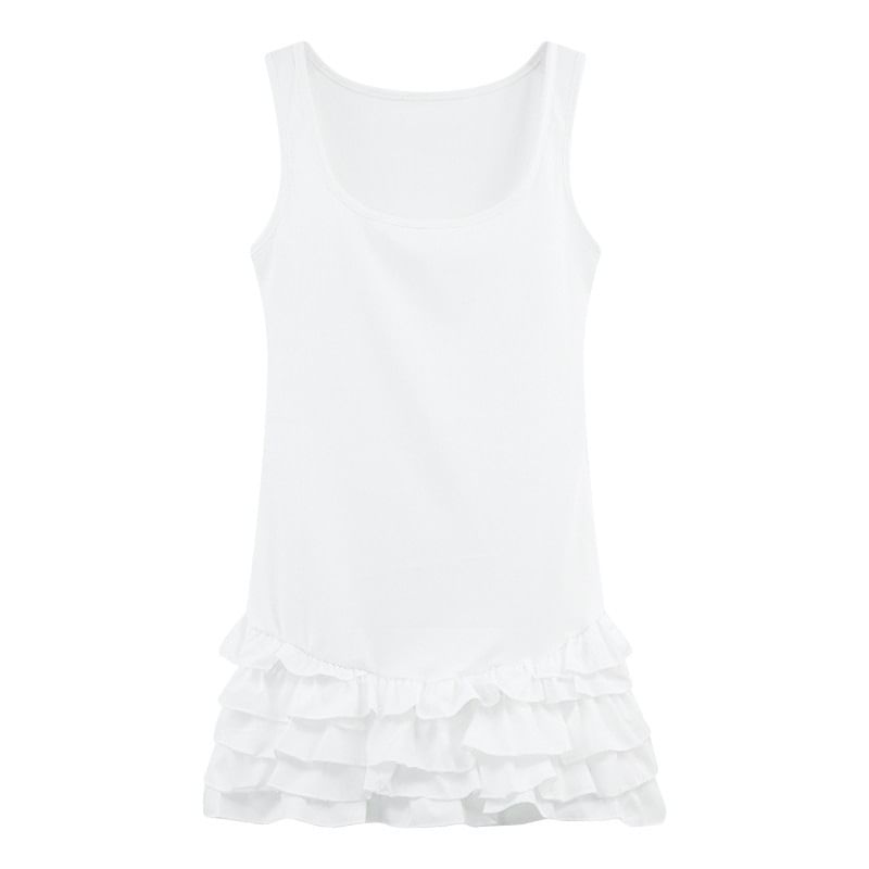 Sleeveless Mini Dress Plain Tiered