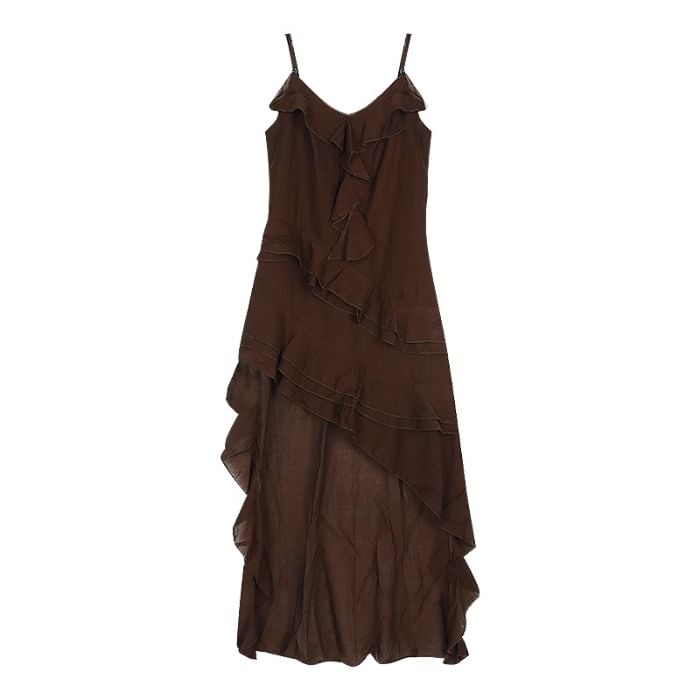 V-Neck Sleeveless Asymmetrical Dress A-Line