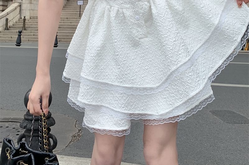 Mini Dress A-Line Sailor Short-Sleeve Collar