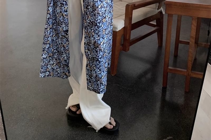 Midi Floral Sleeveless A-Line Dress Print V-Neck