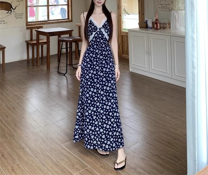 Dress / Maxi Print A-Line V-Neck Floral Cardigan Sleeveless