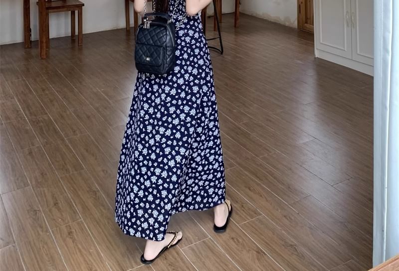 Dress / Maxi Print A-Line V-Neck Floral Cardigan Sleeveless