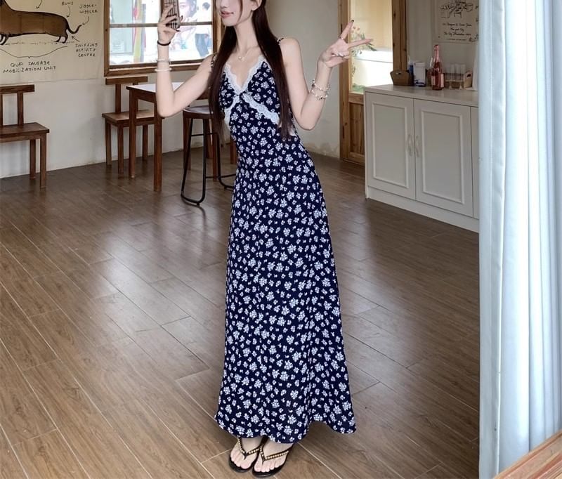 Dress / Maxi Print A-Line V-Neck Floral Cardigan Sleeveless