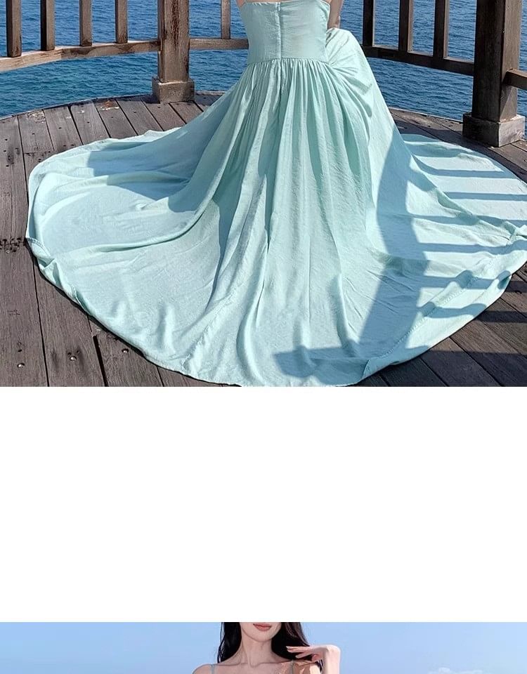 Floral Maxi Strap Spaghetti Accent A-Line Dress