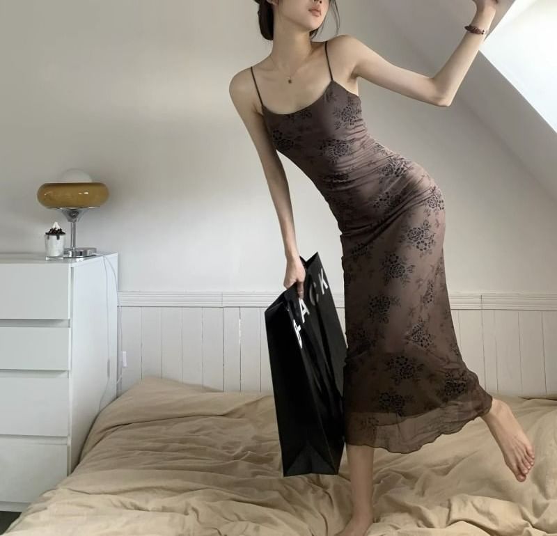 Dress Lace Maxi Spaghetti A-Line Strap