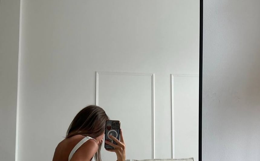 Open Dress Square Neck Back Plain A-Line Waist Tie Mini Sleeveless