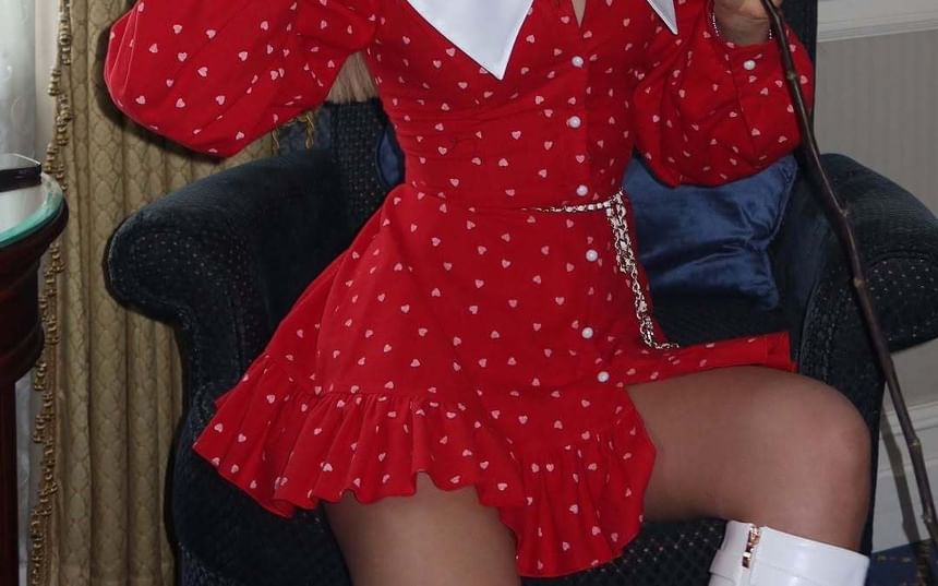 Button-Up A-Line Long-Sleeve Mini Hem Ruffle Contrast Dress Collar