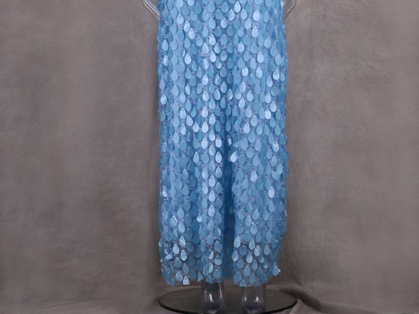 Sequin Dress Lace Maxi Strapless Sheath