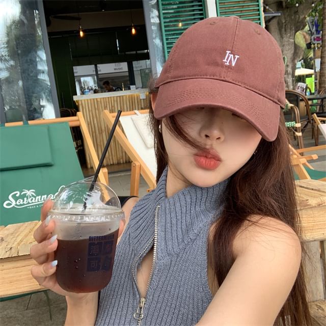 Lettering Embroidered Cap Baseball