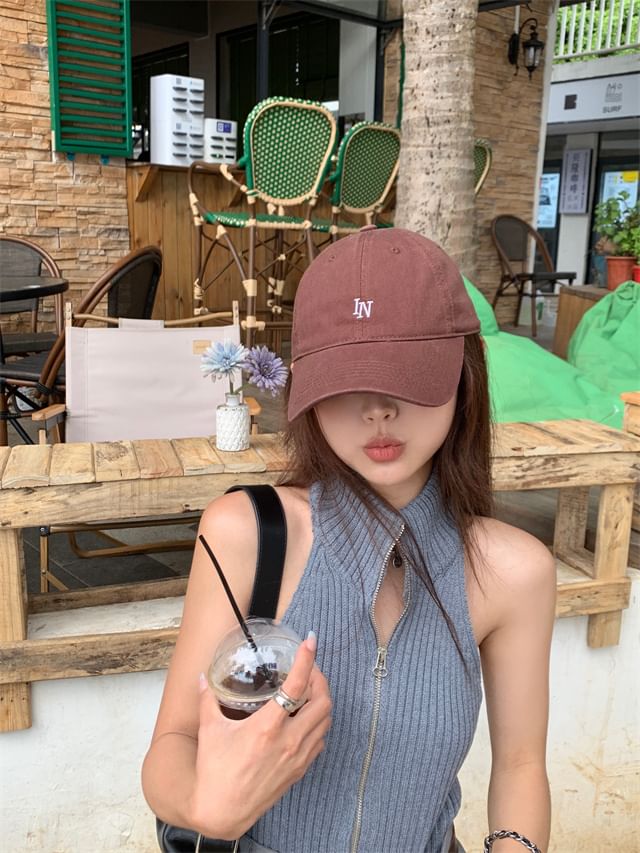 Lettering Embroidered Cap Baseball